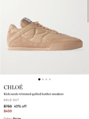 Chloe Kick Suede-Trimmed Quilted Leather Sneakers - Beige